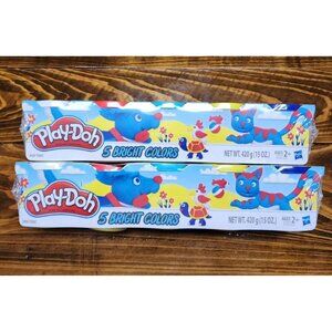 2 pack Play-Doh 5 Color Set New By Hasbro Blue Red Yellow Teal White